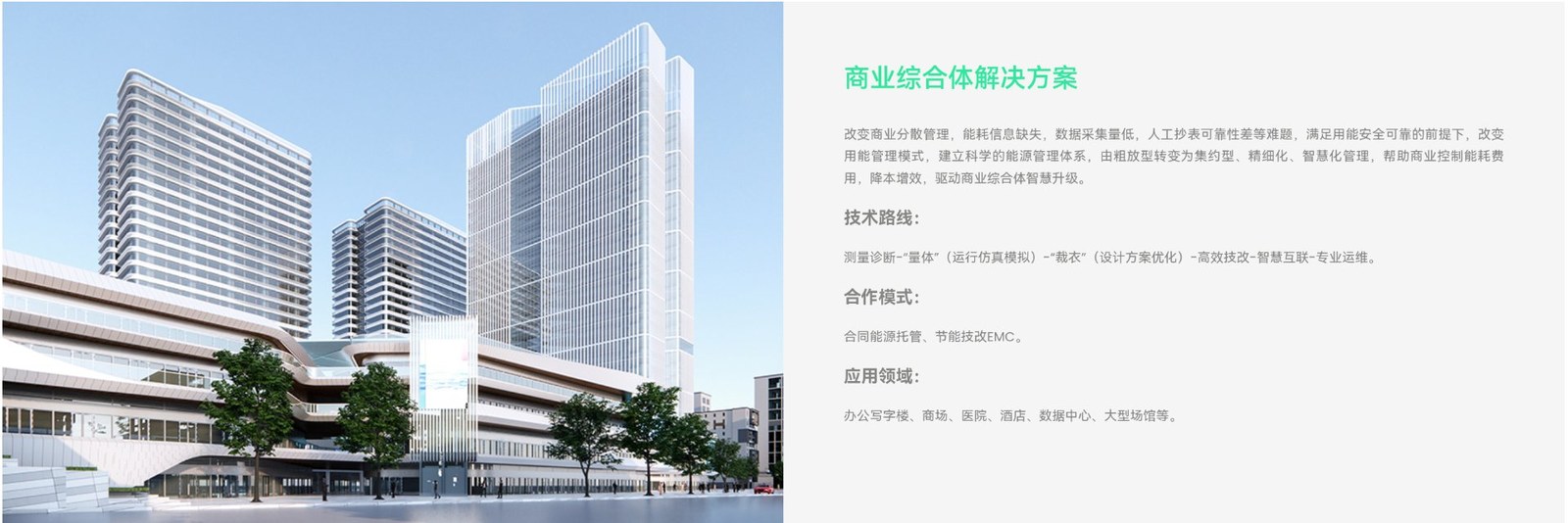 浩德商业综合体解决方案：测量诊断 - 量体 - 裁衣 - 高效技改 - 智慧互联 - 专业运维，合同能源托管+EMC，办公写字楼/商场/医院/酒店/数据中心/大型场馆